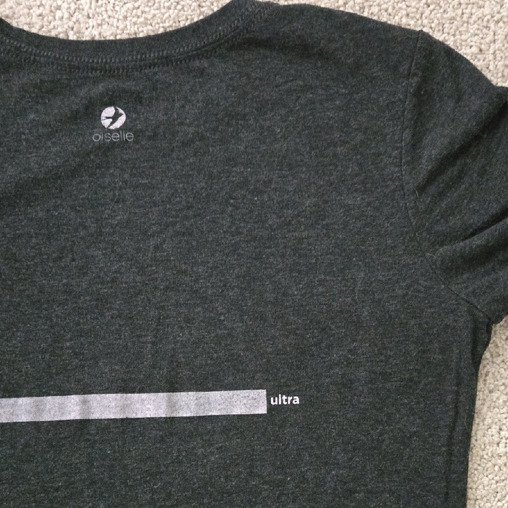 oiselle Women's Dark Charcoal Gray Short Sleeve Running Tee with Start Graphic - Picture 5 of 6